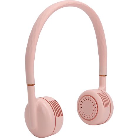 Ventilateur portable sans pales en silicone ABS compact à suspendre autour du cou pour la maison, l'extérieur, les dortoirs et le sport (rose) (1/5)