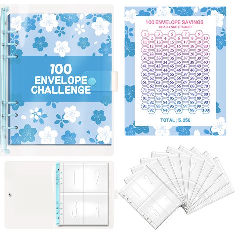 1 classeur d'épargne, suivi plastifié 5050, 100 pochettes pré-numérotées, format A5, PVC résistant (1/5)