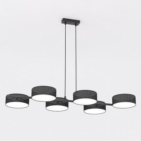 Lampada a sospensione DRUMZ in acciaio nero con paralumi cilindrici
