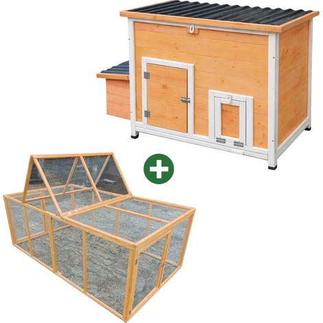 Poulailler Hefa+ avec enclos intégré 200x115x75cm - Jusqu'à 6 poules (1/5)