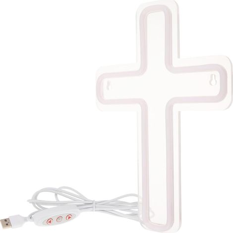 Sign Jesus Cross LED Cool 29×20 Cm Waterproof for Religious