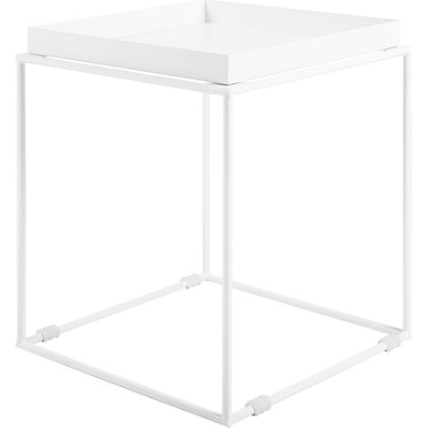 Mesa auxiliar de metal blanco 50 x 40 x 40 cm decorativa industrial Saxon (1/5)