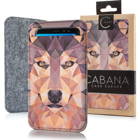 Universal Pocket Handyhülle Slim Pocket Schutzhülle Cover 10x17cm Case Motiv Wolf