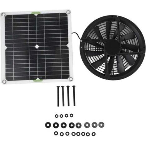 Kit ventilateur panneau solaire, panneau solaire 100W étanche, ventilateur d'extraction rond 10" pour poulailler serre hangar (1/5)