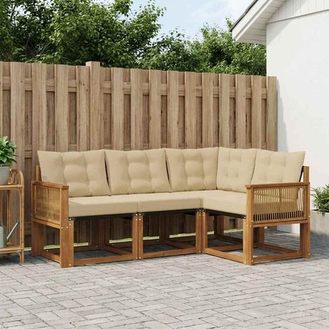 vidaXL Ensemble de canapés d'extérieur 4 pcs Naturel et Beige (1/5)