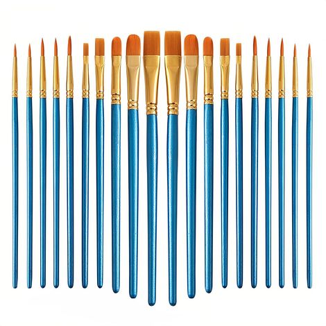 Pinceaux Peinture 20 Pièces Nylon Pinceau pour Peinture Acrylique, Huile, Aquarelle, Gouache, Peinture Faciale pour Enfants et Adultes (Bleu) (1/5)