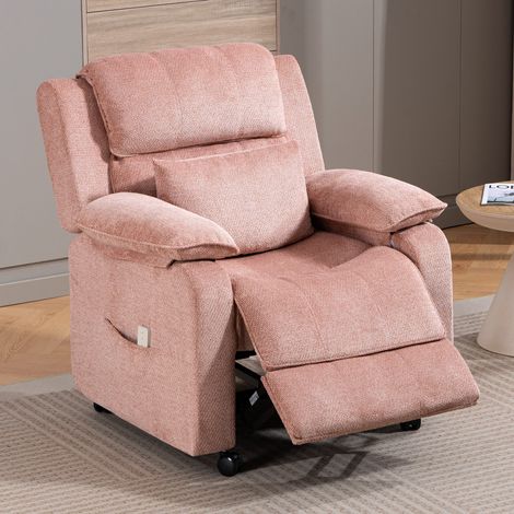 Fauteuil Relax Électrique DYHOME Fauteuil Inclinable Salon Avec Repose-Pieds en Tissu Chenille Rose (1/5)