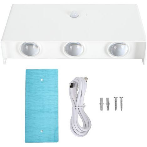 Batteriebetriebene Wandleuchte mit Bewegungsmelder, wiederaufladbare LED-Innenleuchte, magnetische Auf-/Abwärtsleuchte mit Berührungsschalter, weiß (1/5)