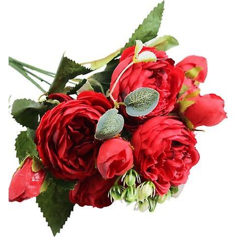Composition florale artificielle imperméable, style vintage, aux couleurs vives, rose artificielle, pour la maisonrouge (1/5)