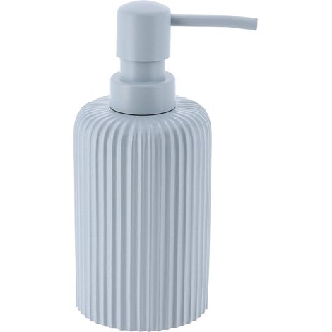 Dispenser di sapone arrotondato in poliresina a righe 230 ml - azzurro - Tendance