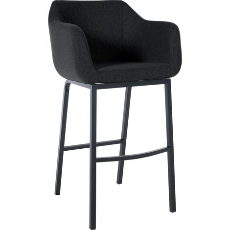 Taburete de bar Monea en fieltro & base de 4 patas Antracita Negro (1/5)
