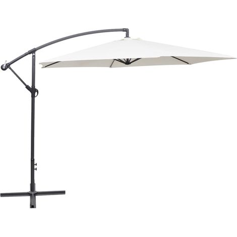Sombrilla voladiza 3 m blanco arena vidaXL