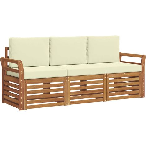Juegos de sofás 3 pcs Natural y Crema Madera de Acacia Sólida vidaXL