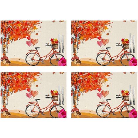 Lot de 4 sets de table imperméables en lin pour Thanksgiving, tapis isolant pour la table et la décoration des fêtes (1/5)