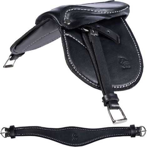 Taglia unica, nero: Sella giocattolo in similpelle nera per cavallini in peluches linea cuddle pony