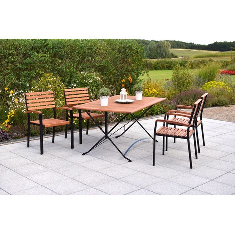 Schlossgarten Set 5tlg 4 Sessel Tisch 160x90cm