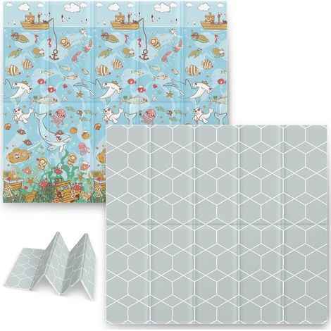 Faltbare spielmatte 200 x 180 x 1 cm nukido nk 340 ocean