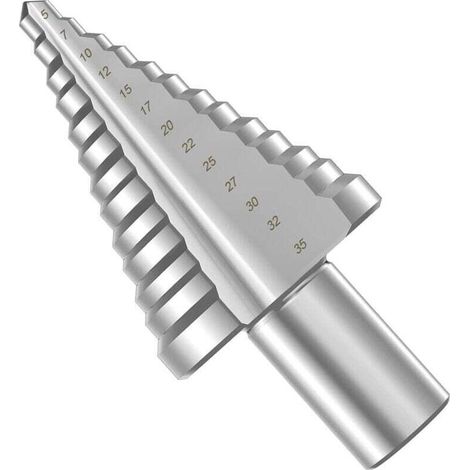 Foret Étagé Métal, Foret Fraise Meche Etage(5mm-35mm) avec Revêtement Titane pour Métal, Bois, Plastique, Laiton, Aluminium, PVC (1/4)