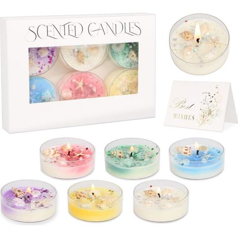 Bougies parfumées lot de 6 cire de soja aromathérapie avec carte de vœux coffret cadeau (1/5)
