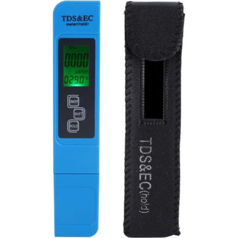 Testeur de Conductivité Électrique 3 en 1 Bleu, Stylo de Mesure TDS EC pour l'Analyse de Qualité de l'Eau avec Fonction de Rétroéclairage - (1/3)