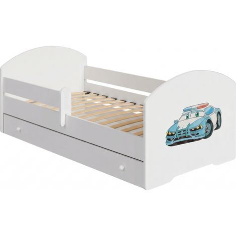 Lit d'enfant LUK avec tiroir et tringle 70x140 Police