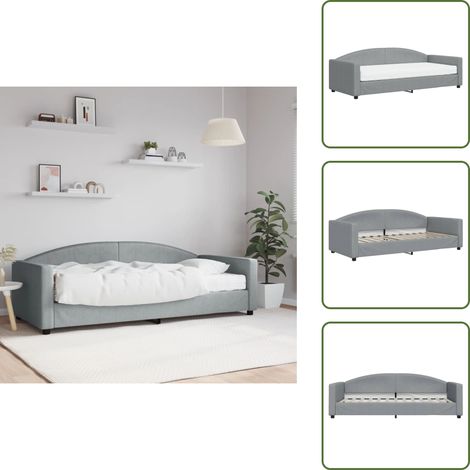Matelas - vidaXL Lit de jour avec matelas gris clair 90x200 cm tissu - Mousse (1/5)