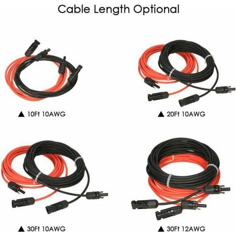 Câble D'Extension Panneau Solaire - 3 M - 14 Awg - Mc4 - Extérieur - 1 Pièce (1/5)