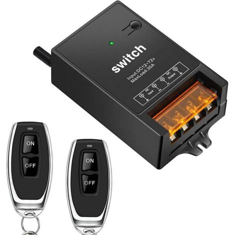Interrupteur Sans Fil 12V Télécommande Relais 30A DC 72V 60V 48V 36V 24V pour Éclairages Lampes Ventilateurs (1/4)