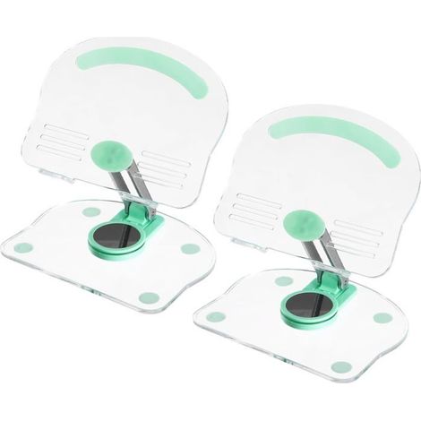 Lot de 2 Supports Tablette Acrylique Réglables Pliables avec Base Rotative 360° Vert Clair Cadeau Bureau Maison (1/5)
