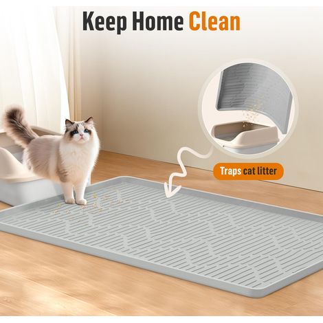 Tapis de litière pour chat imperméable et antidérapant en silicone grande taille tapis de propreté lavable pour bac à litière
