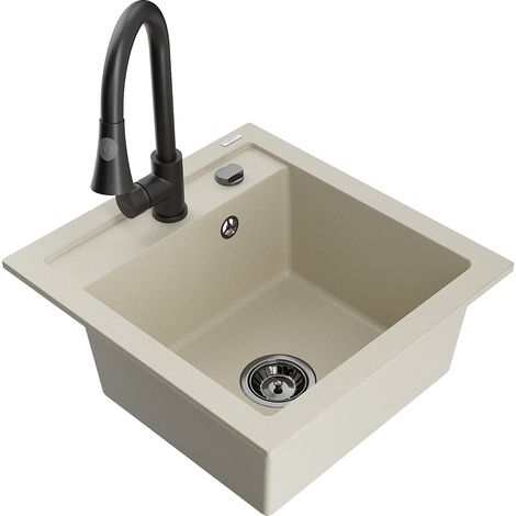 Mexen Vito Lavello in Granito a 1 Vasca con Miscelatore Cucina Elia, Beige - 6503-69-670101-70 (1/5)
