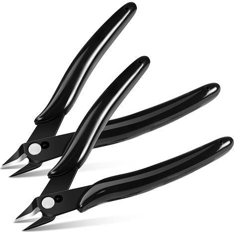 2pcs Petite Pince Coupante, Coupantes de Côté, Pinces Coupantes Latérales Precision, Outillage Electricien Cutter Affleurant pour Fils Durs, Mous et Extrêmement Fins, Noir (1/4)