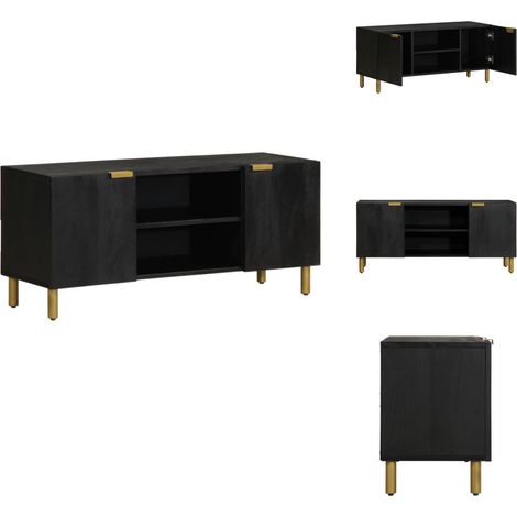 Meuble TV noir 105x33x46 cm bois d'ingénierie - Meuble TV - Meubles TV - Support TV - Banc TV (1/5)