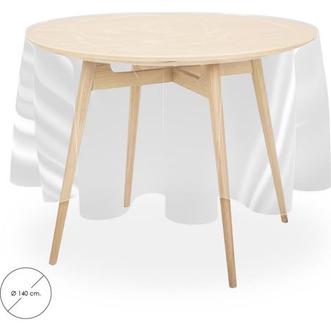 Runde schmutzabweisende Tischdecke aus Wachstuch Ø 140 cm. Transparent (1/5)