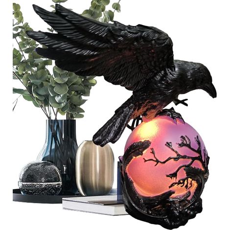 Lampe Corbeau Mystérieux Artistique Violet LED Décor De Bureau (1/5)