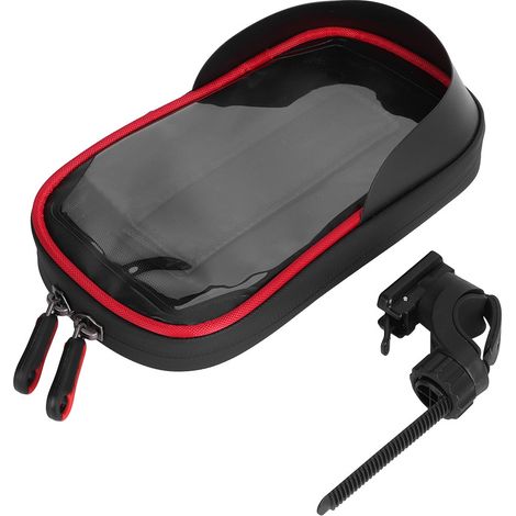 Support de téléphone vélo étanche, sac de guidon noir et rouge pour navigation (1/5)
