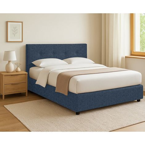 Cama Matrimonial Oxford, Desenfundable, Hecho en Italia, azul (1/4)