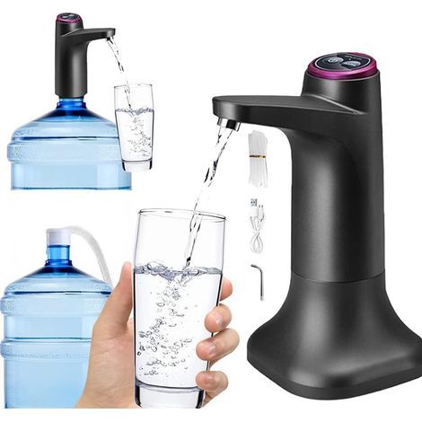 Distributeur D Eau Electrique - Pompe A Bouteille D Eau Potable - Double Usage Avec Base Amovible - USB Rechargeable 1200 Maha - Pour Maison Bureau Camping - Noir (1/5)