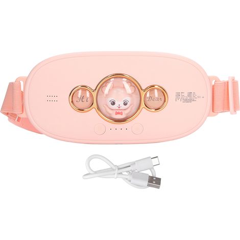 Ceinture chauffante rose pour abdomen, massage par vibration et pression chaude, 10 modes, contrôle vocal, coussin chauffant taille. (1/5)
