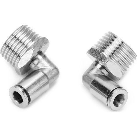 Raccord rapide pneumatique 6mm laiton nickelé 2 pièces + filetage mâle BSPP 1/2'' à 90° (1/5)