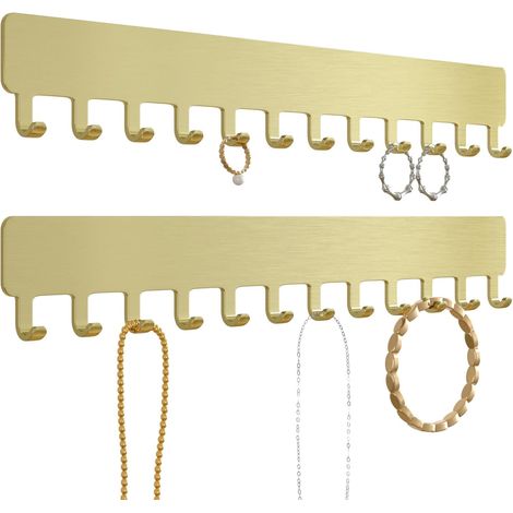 Wall-mounted storage for chains and jewelry: chain holder, chain rack, chain storage rack, wall-mounted jewelry holder, gold, 2 pieces (1/5)