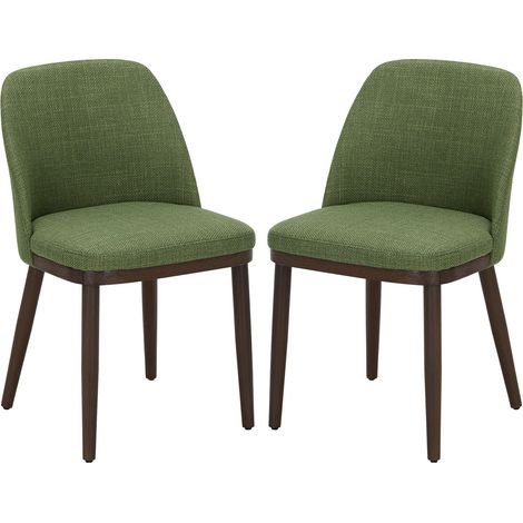 Smartue  Set da 2 sedie da pranzo – Sedie design con rivestimento in tessuto e gambe in legno massello, ideali per soggiorno, cucina o sala da pranzo – Verde (1/5)