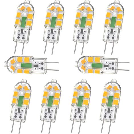 G4-Glühbirne, G4-LED-Glühbirne, 2 W, 200 lm, entspricht 20 W G4-Halogenglühbirne, Warmweiß 3000 K, AC/DC 12 V, kein Flimmern, nicht dimmbar, 10er-Pack (1/5)