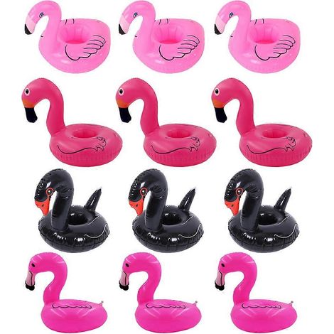 Lot de 12 porte-gobelets gonflables pour piscine, flotteurs et sous-verres pour s'amuser dans l'eau lors de fêtes aquatiques - Style 6 (1/5)