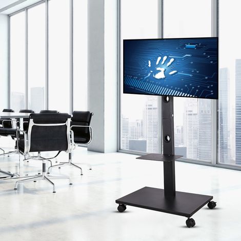 Mobile Tall TV Stand on Wheels Casters Home Display Trolley for most 32-70 inch
