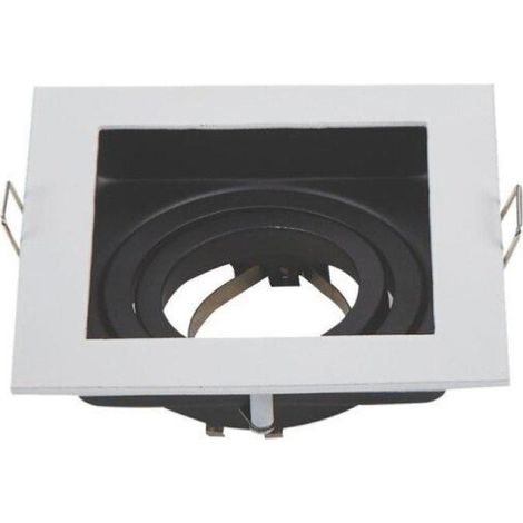 Support Spot Encastrable GU10 Orientable Carré Blanc/Noir - SILA