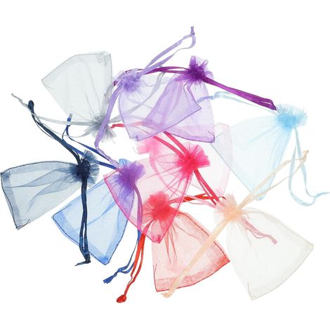Lot de 100 Petites Pochettes à Bijoux en Organza Cordon, Paquet Légers en Maille pour Rangement Sûr et Facile à Transporter Lors de Mariages et Autres Occasions Couleur Aléatoire (1/5)