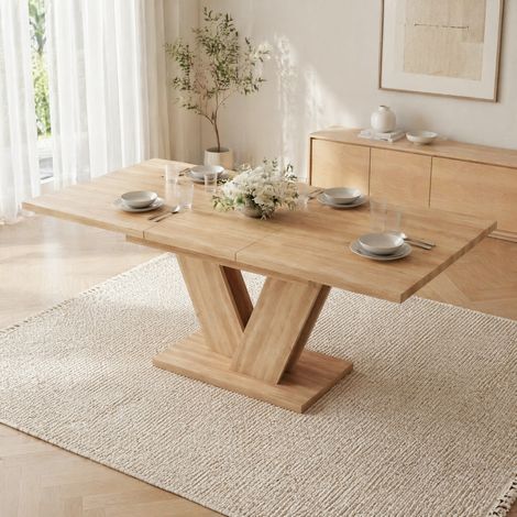 Mesa extensible comedor 140/180x80 MDF roble OKMYHOME (1/5)
