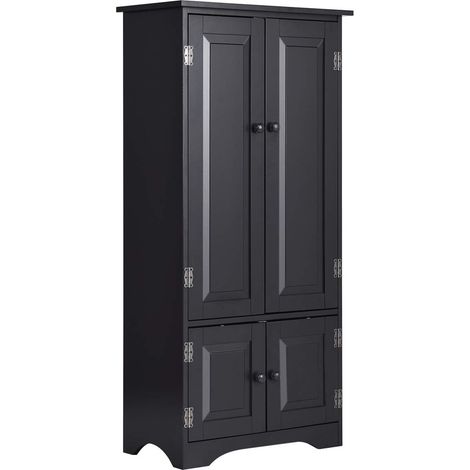 COSTWAY Midischrank Beistellschrank Highboard Hochschrank Badschrank Kleiderschrank Sideboard Mehrzweckschrank Wohnzimmerschrank Kuechenkommode Flurschrank 59x32x123cm, schwarz