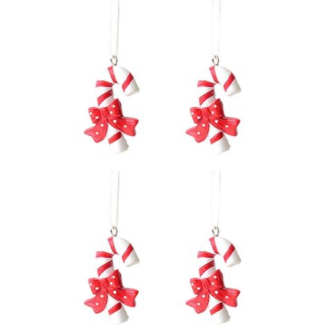 4 pièces décorations de Noël en forme de pain d'épice, bonbons et sucres d'orge, à suspendre au sapin,A (1/5)